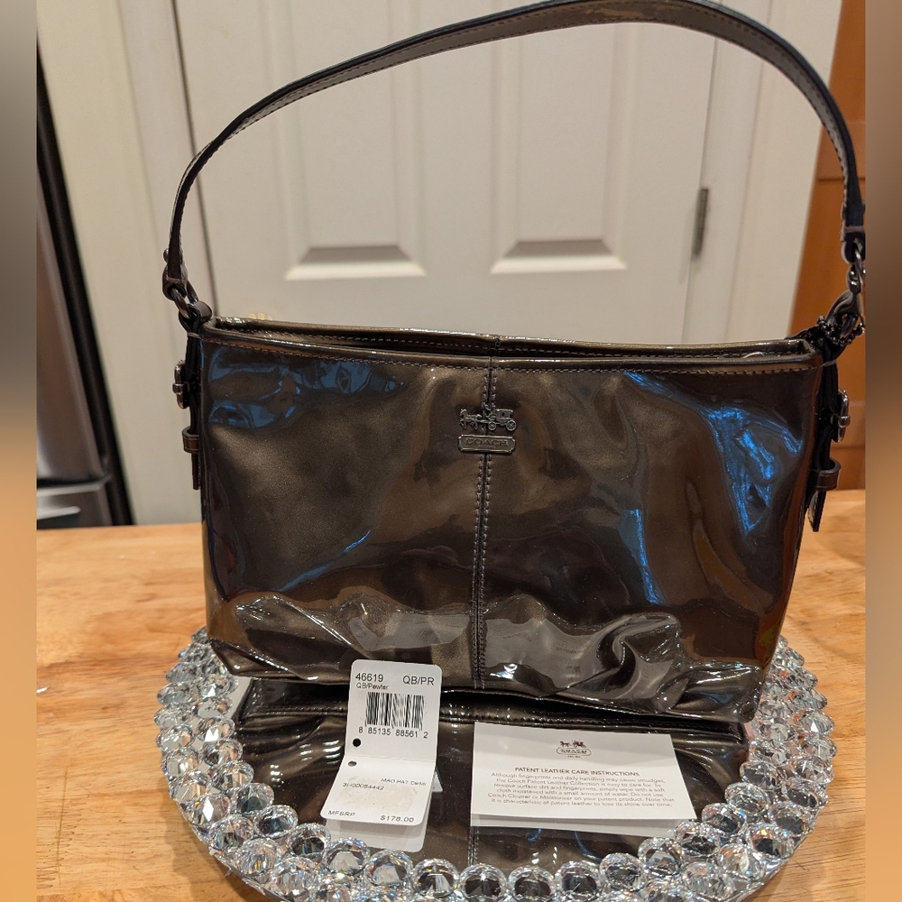 Coach Madison Patent Leather Demi Shoulder Bag Handbag Pouch NWT